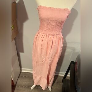 Elegant Strapless Pink Maxi Dress